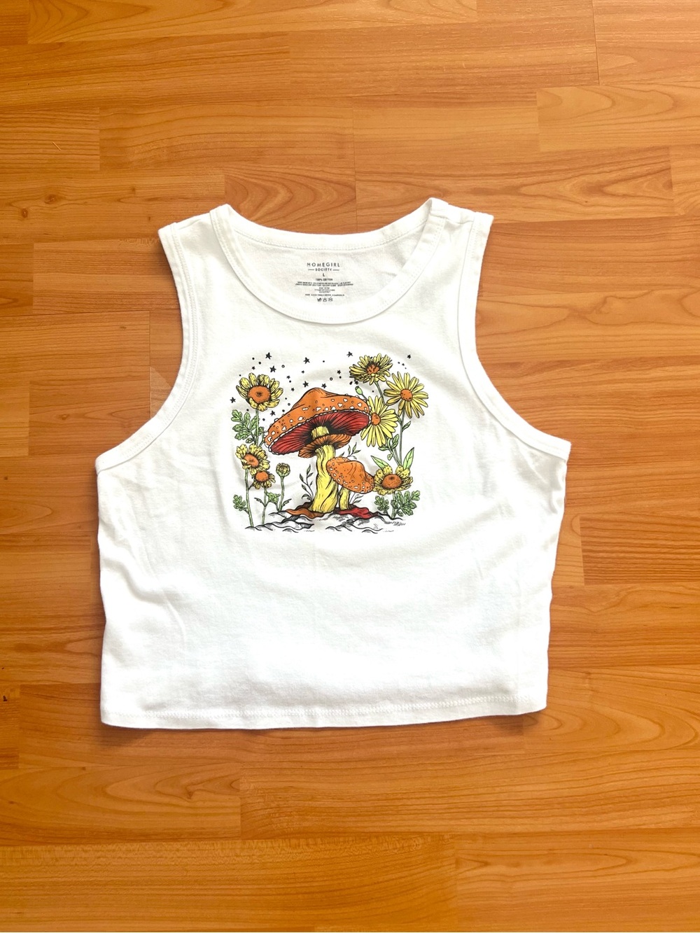 Homegirl Society Mushroom Floral Graphic Print Crop Top